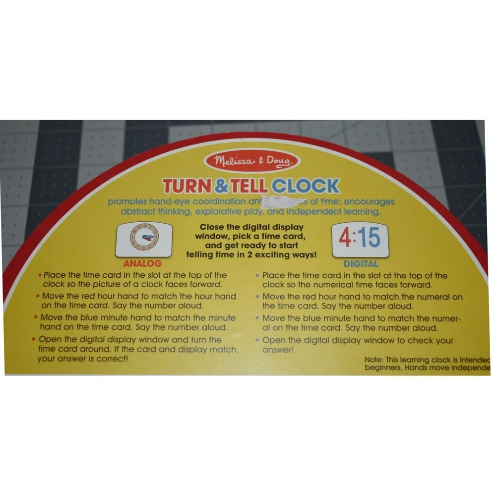 Melissa & Doug Turn & Tell Wooden Educational Learning Clock Toy 4284 Classic